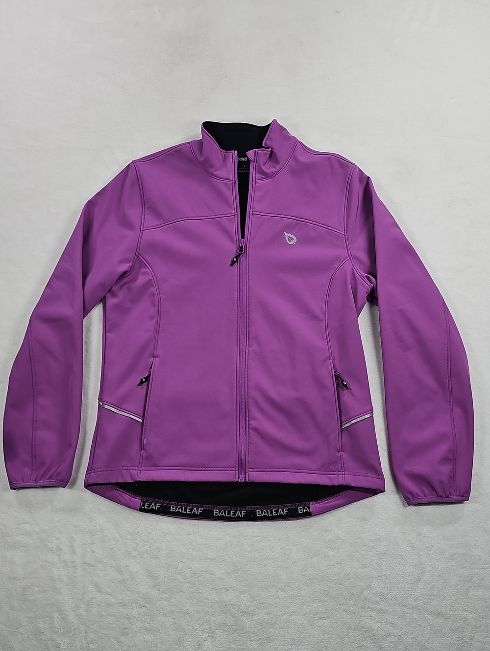Baleaf Womens Purple Cycling Jacket Full Zip Fleece Lined Softshell Large